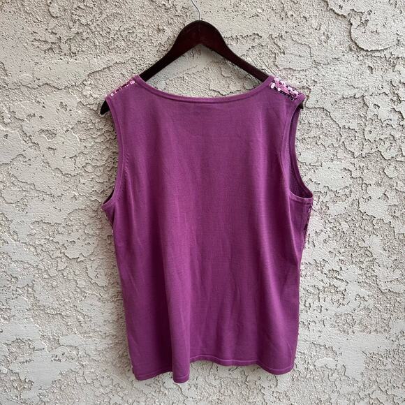 Diane Gilman Sequin Front Tank Top Size 1X - Picture 2 of 4